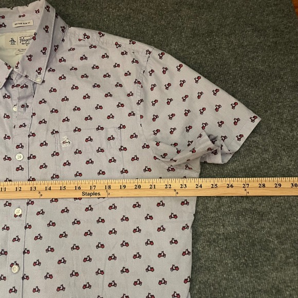 Penguin Heritage Slim Fit Short Sleeve Button Up Shirt Mens XL Graphic Vespa - Picture 6 of 11